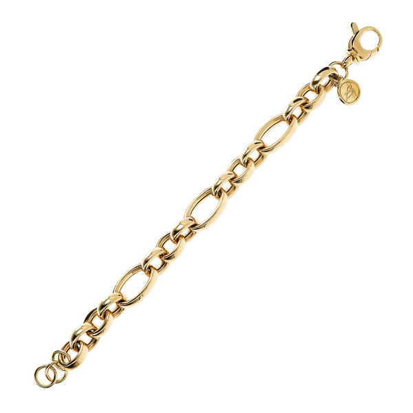 Bracelet à maillons alternatifs à chaîne Rolo dorée