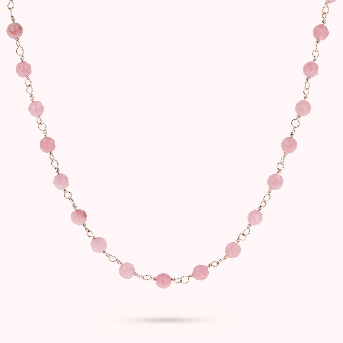 Collana Rosario con Pietra Naturale Quarzite Rosa