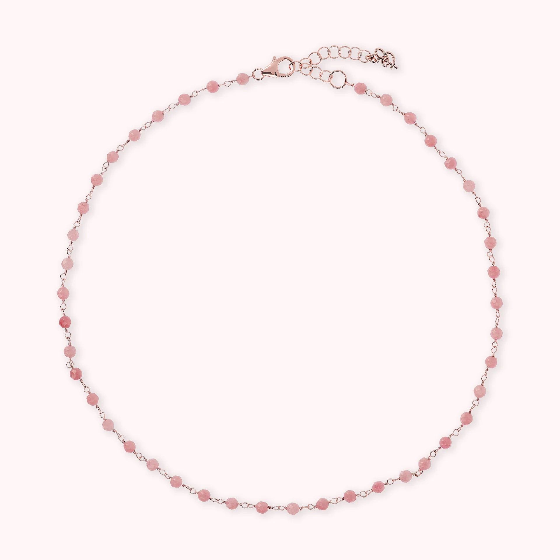 Collana Rosario con Pietra Naturale Quarzite Rosa