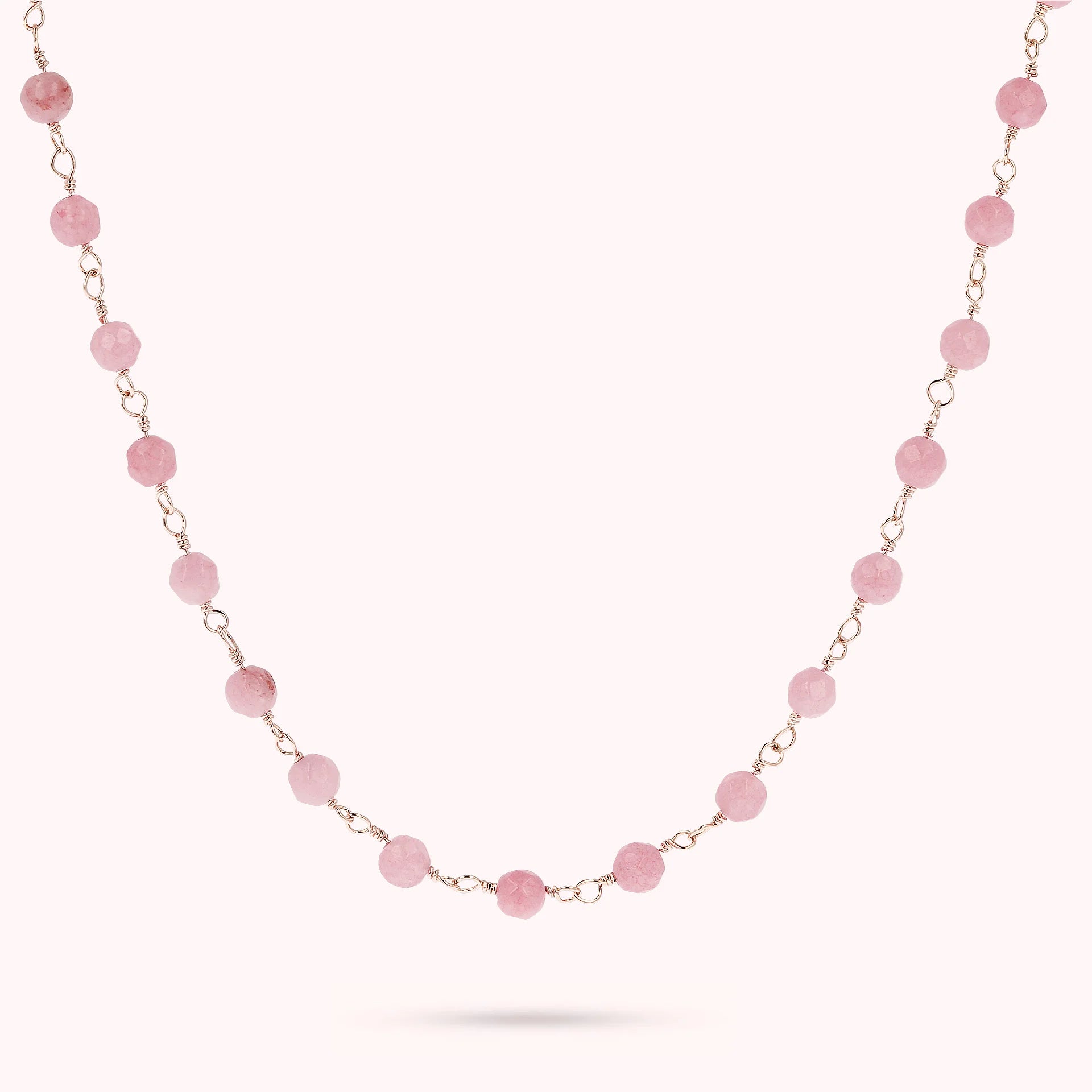 Collana Rosario con Pietra Naturale Quarzite Rosa