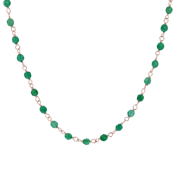 Rosary Necklace with Green Agate Natural Stone