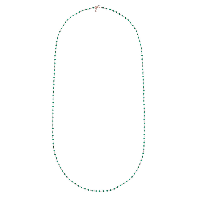 Rosenkranz-Halskette mit grünem Achat-Naturstein