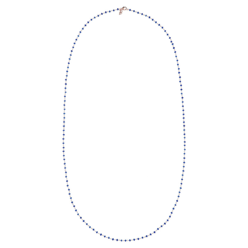 Rosenkranz-Halskette mit blauem Achat-Naturstein