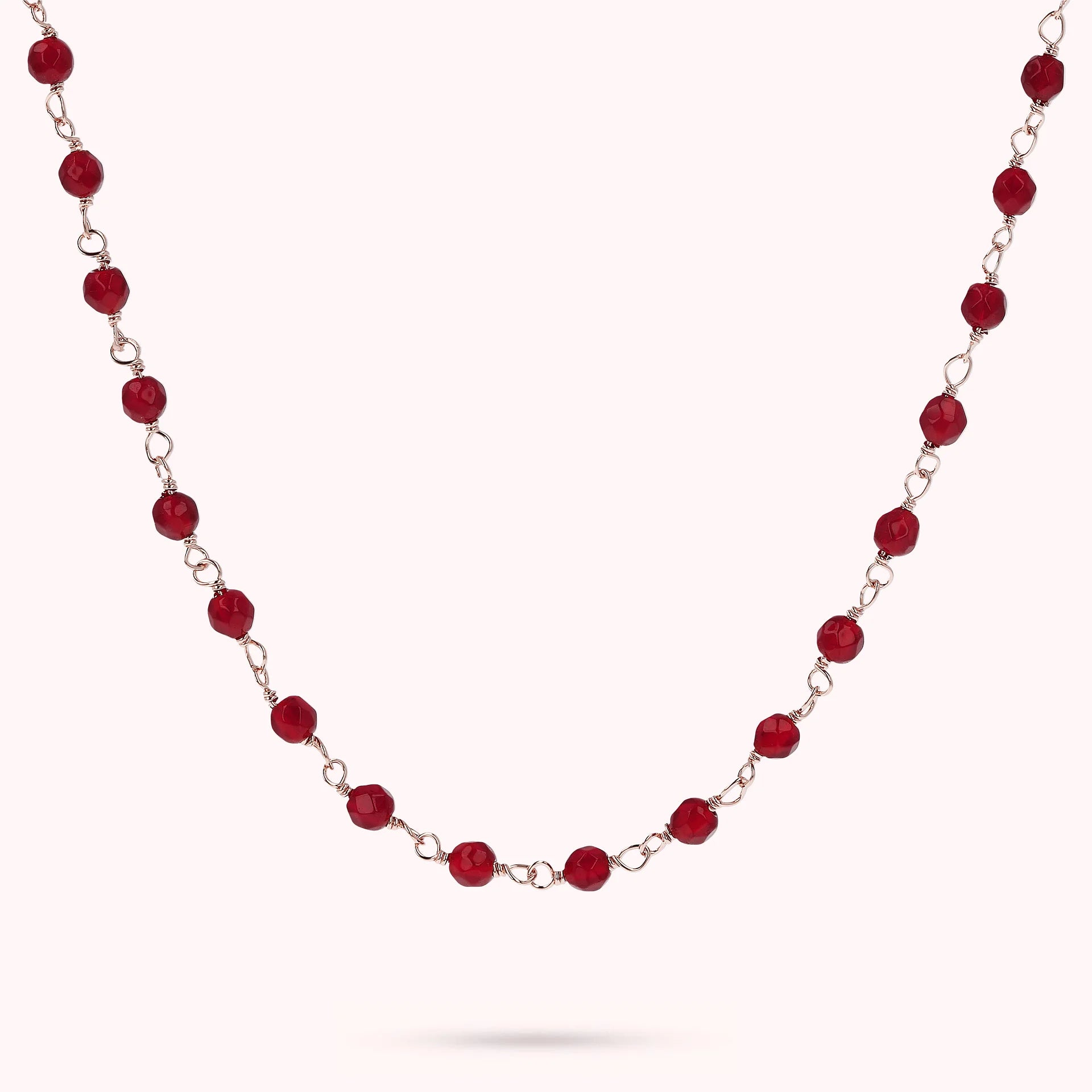 Collana Rosario con Pietra Naturale Agata Rossa