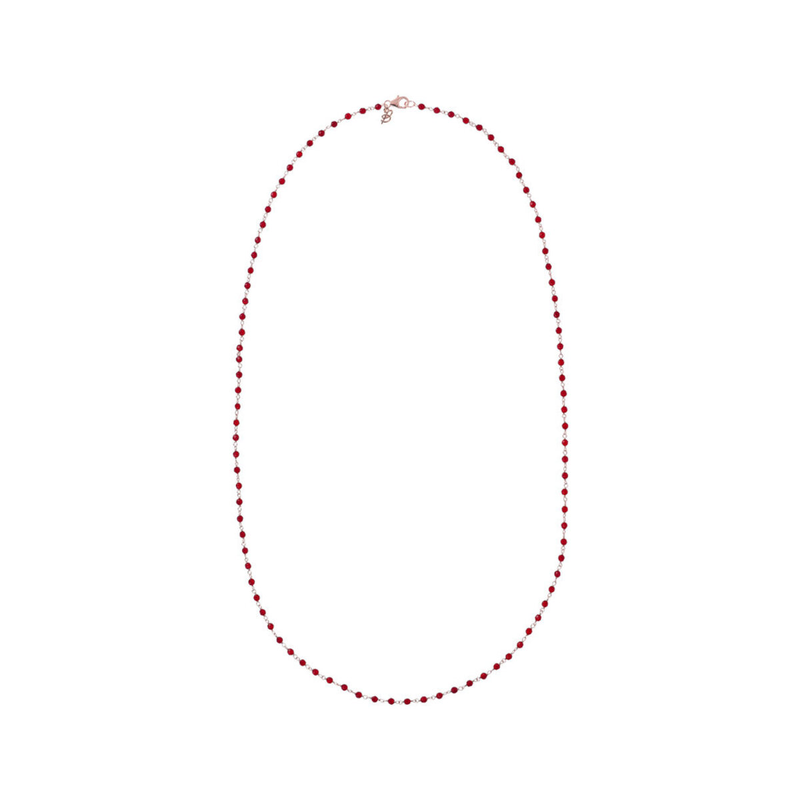 Collier chapelet avec pierre naturelle d'agate rouge