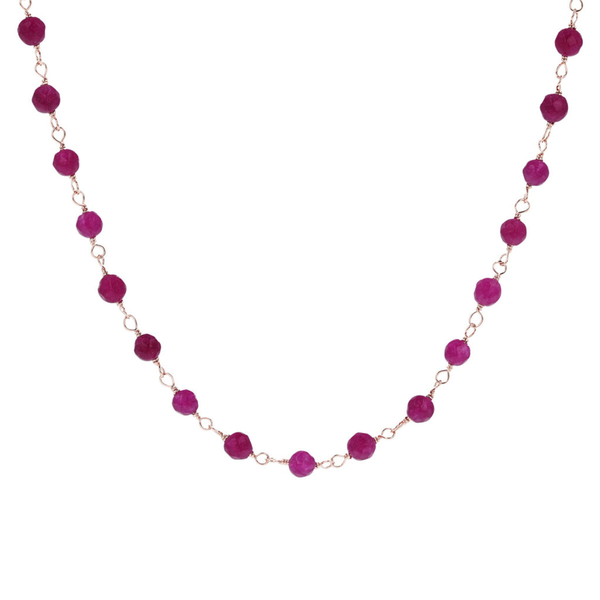 Rosenkranz-Halskette mit violettem Achat-Naturstein