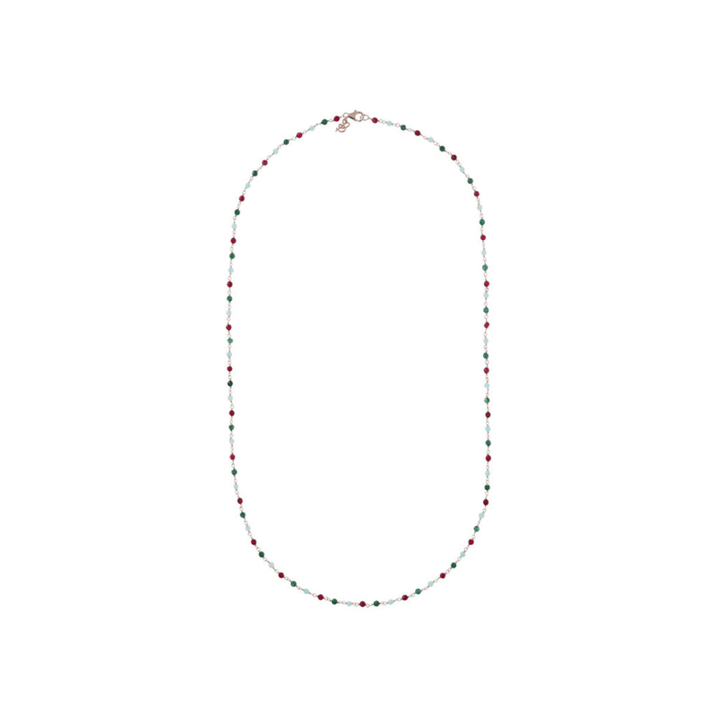 Rosenkranzkette mit mehrfarbigem Quarz-Naturstein