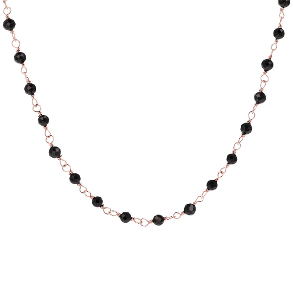 Rosary Necklace with Black Spinel Natural Stone