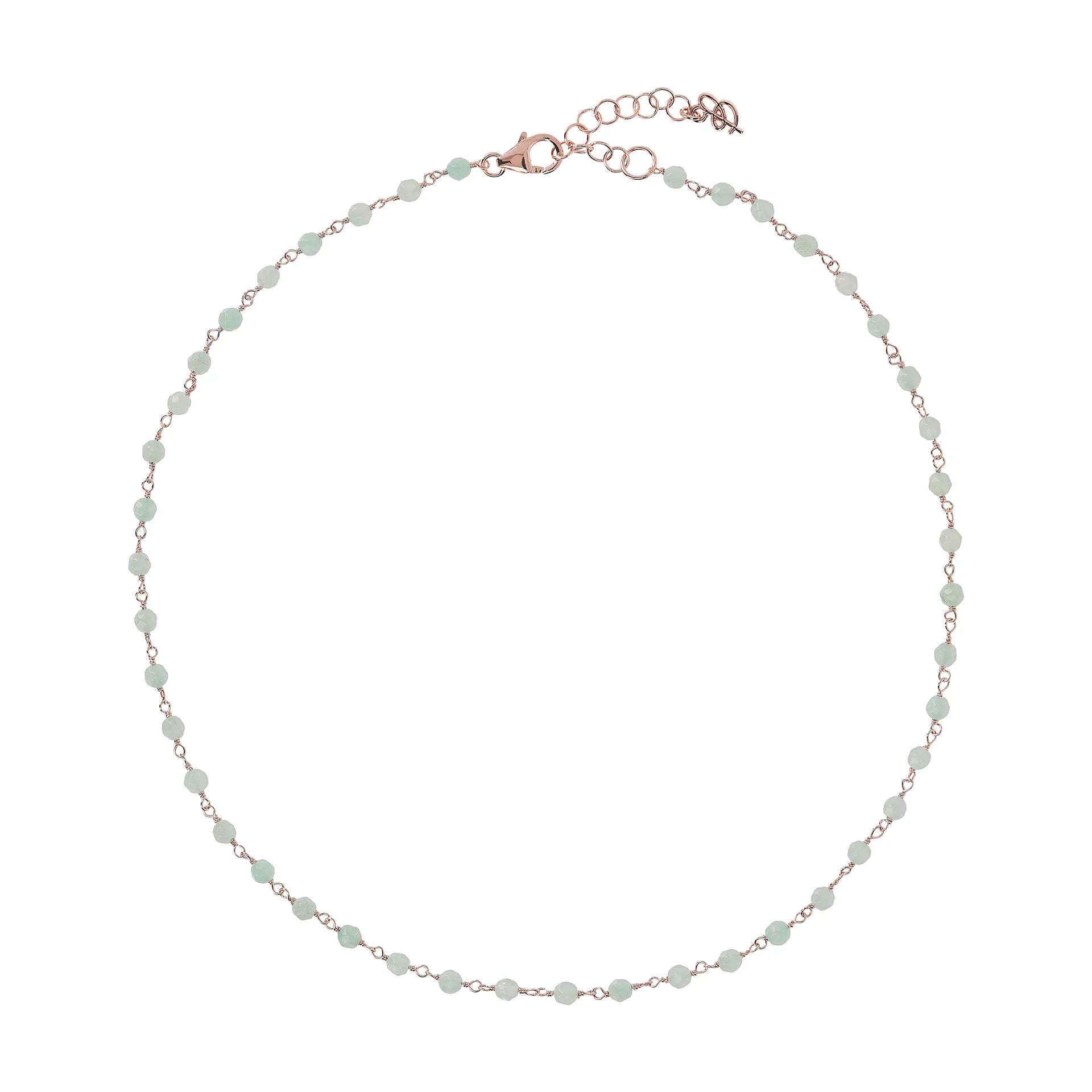 Rosary Necklace with Natural Light Blue Quartzite
