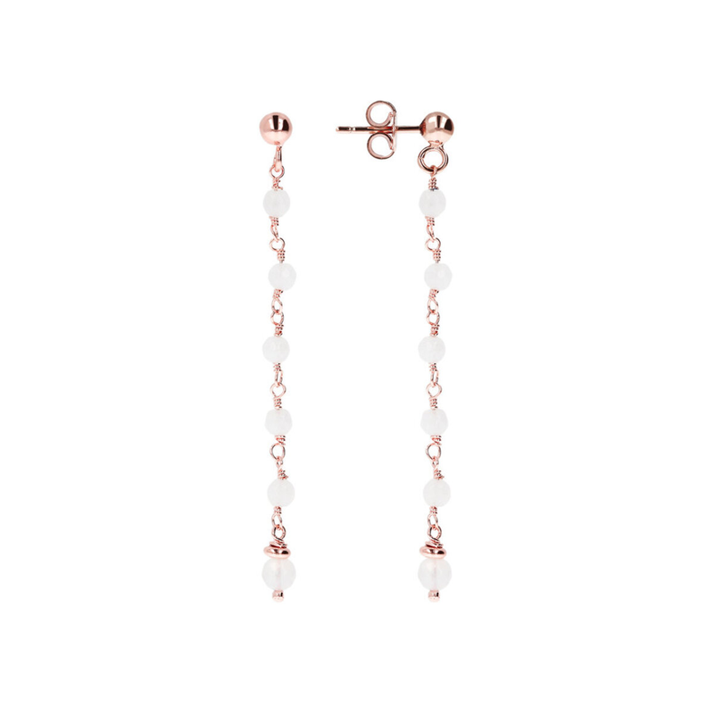 Wire Pendant Rosary Earrings with Natural Stones