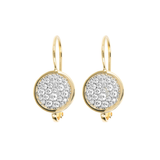 Golden Pendant Earrings with Round Pavé
