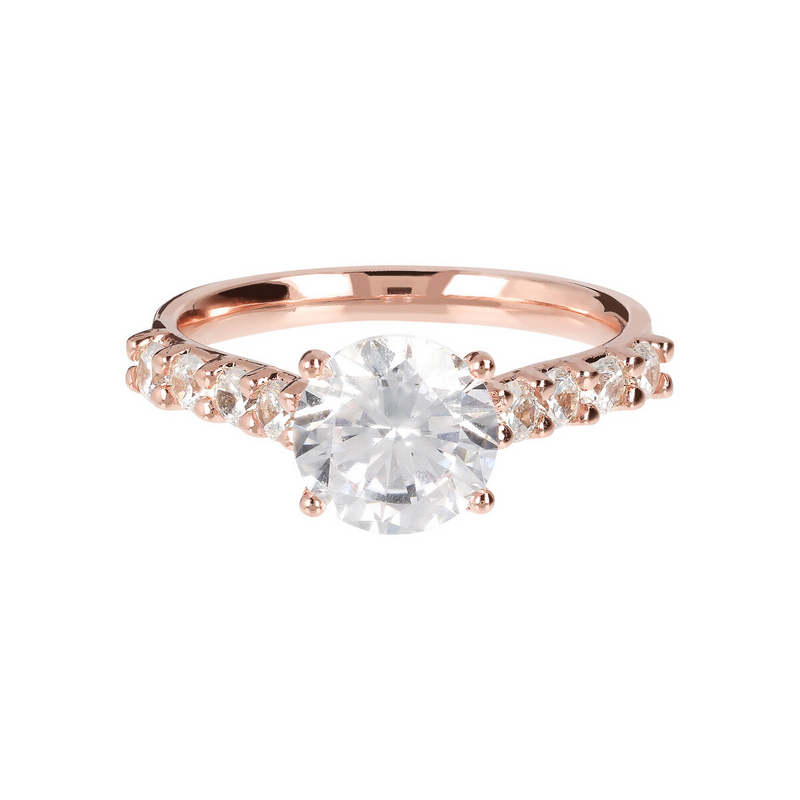 Solitaire Ring with Riviera in Cubic Zirconia