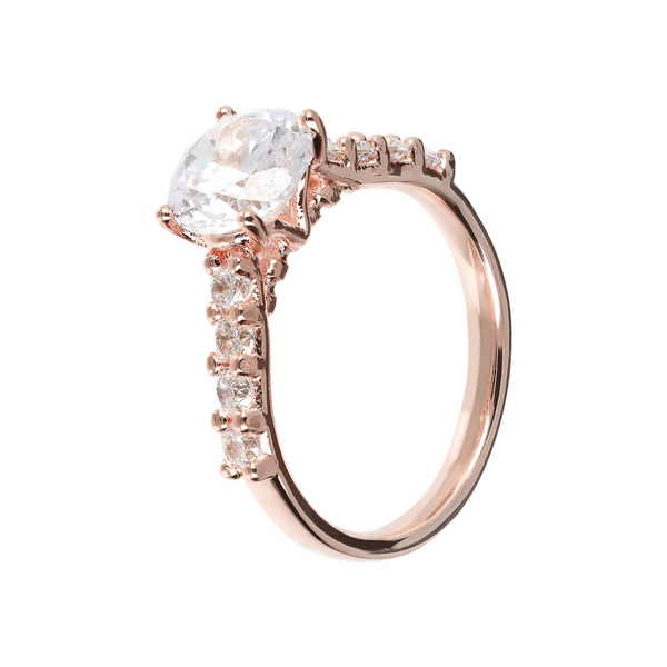 Solitaire Ring with Riviera in Cubic Zirconia