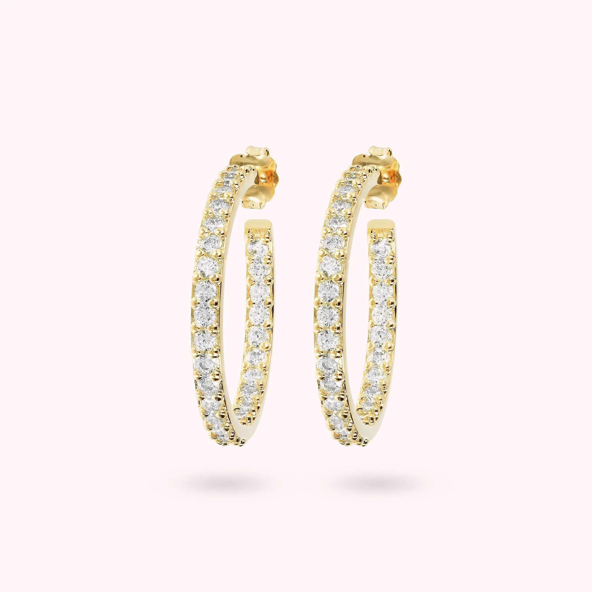 Orecchini a Cerchio Golden con Cubic Zirconia