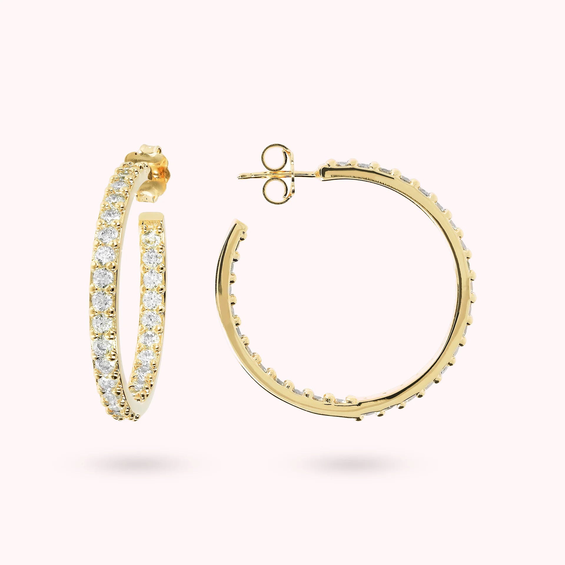 Orecchini a Cerchio Golden con Cubic Zirconia