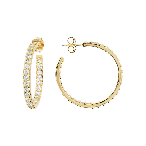 Golden Hoop Earrings with Cubic Zirconia