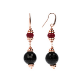 Pendant Earrings with Black Onyx and Red Quartz
