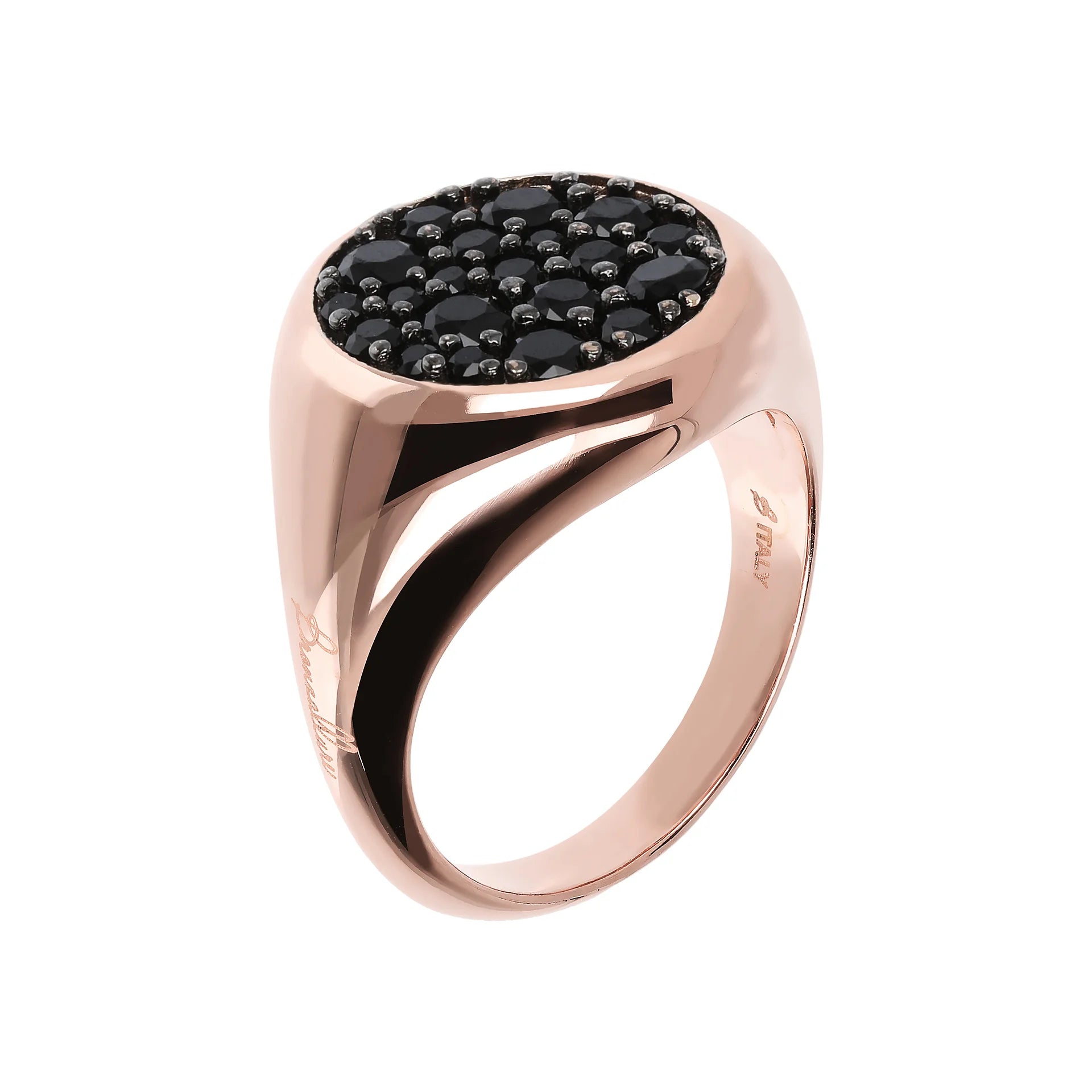 Petite bague chevalière avec pavé rond