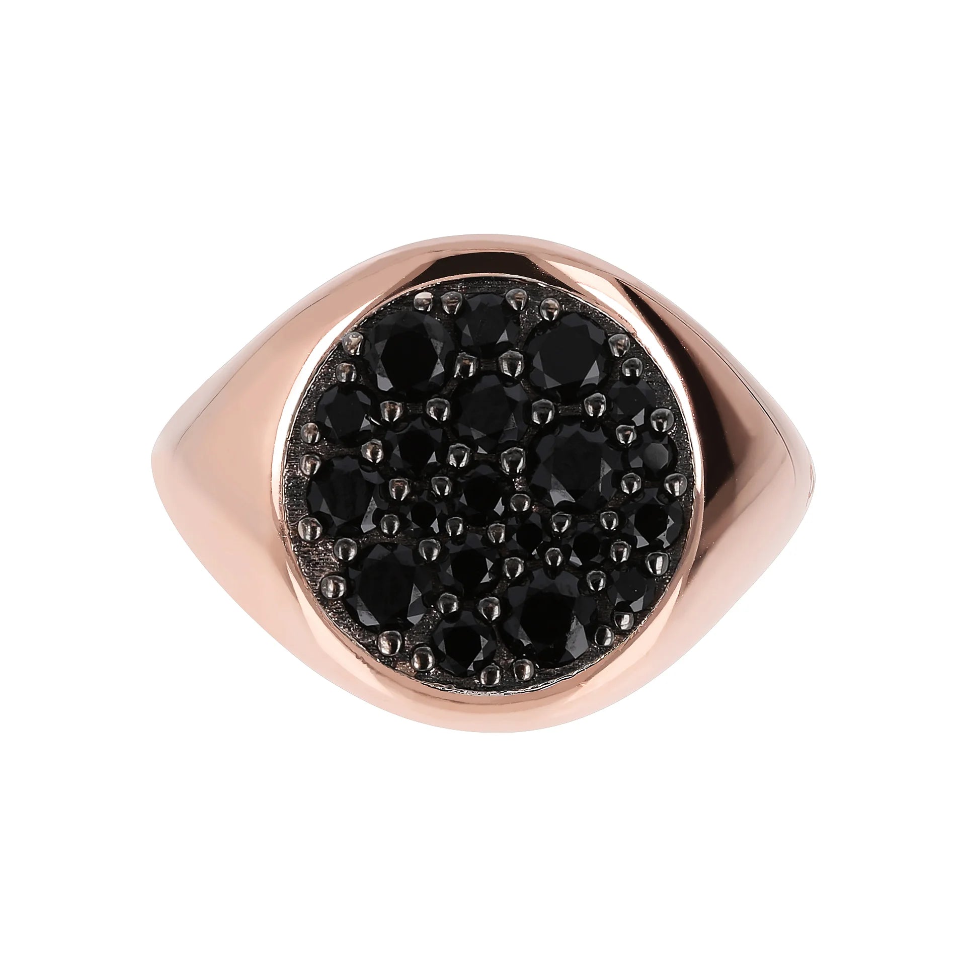 Petite bague chevalière avec pavé rond