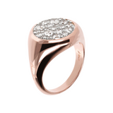 Kleiner Chevalier-Ring mit rundem Pavé aus schwarzem Spinell oder Zirkonia
