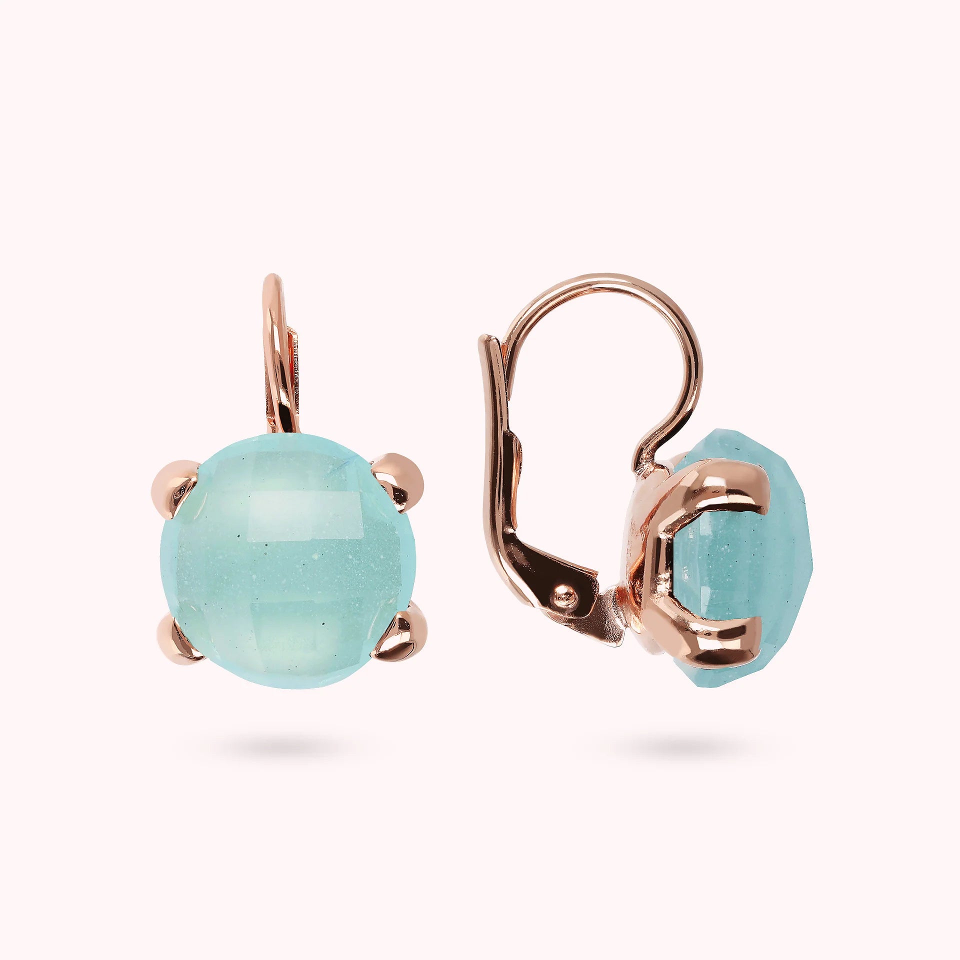 Pendant Earrings with Round Natural Stone