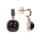 Pendant Earrings with Pavé Square Natural Stones and Cubic Zirconia