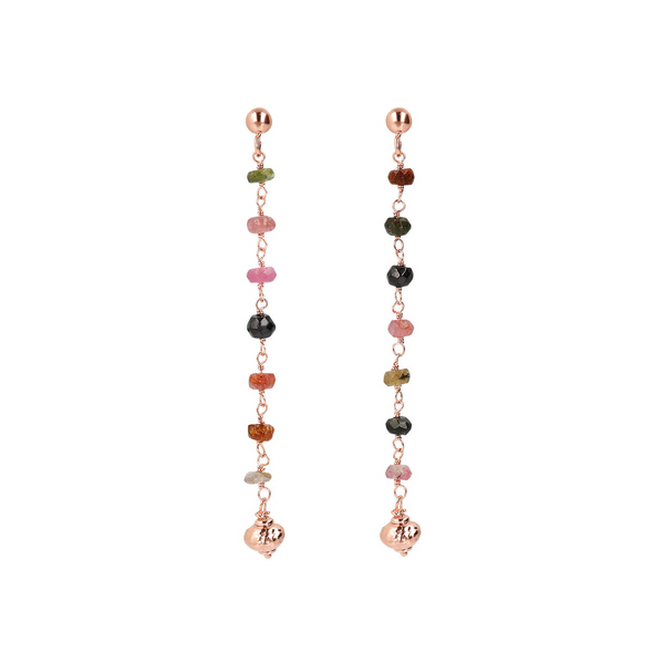 String Pendant Rosary Earrings with Multicolor Tourmaline