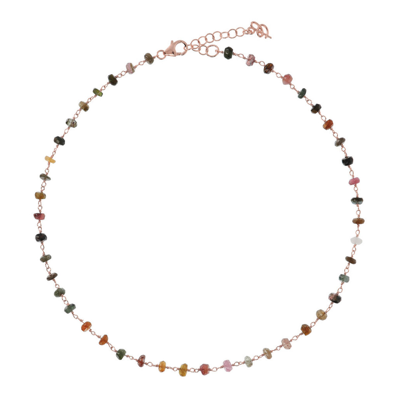Rosary Necklace with Multicolored Tourmaline