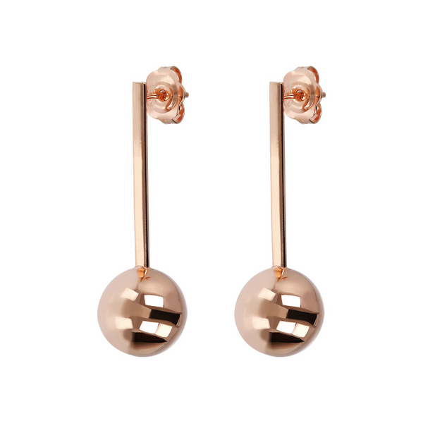 Pendant Earrings with Golden Rosé Ball