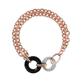 Multistrand Rolo Chain Bracelet with Double Circle in Natural Stone and Cubic Zirconia