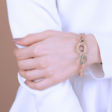Bracelet Rolo Chain Multirang avec Pierre et Elément Pavé en Cubic Zirconia