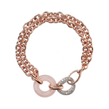 Multistrand Rolo Chain Bracelet with Double Circle in Natural Stone and Cubic Zirconia