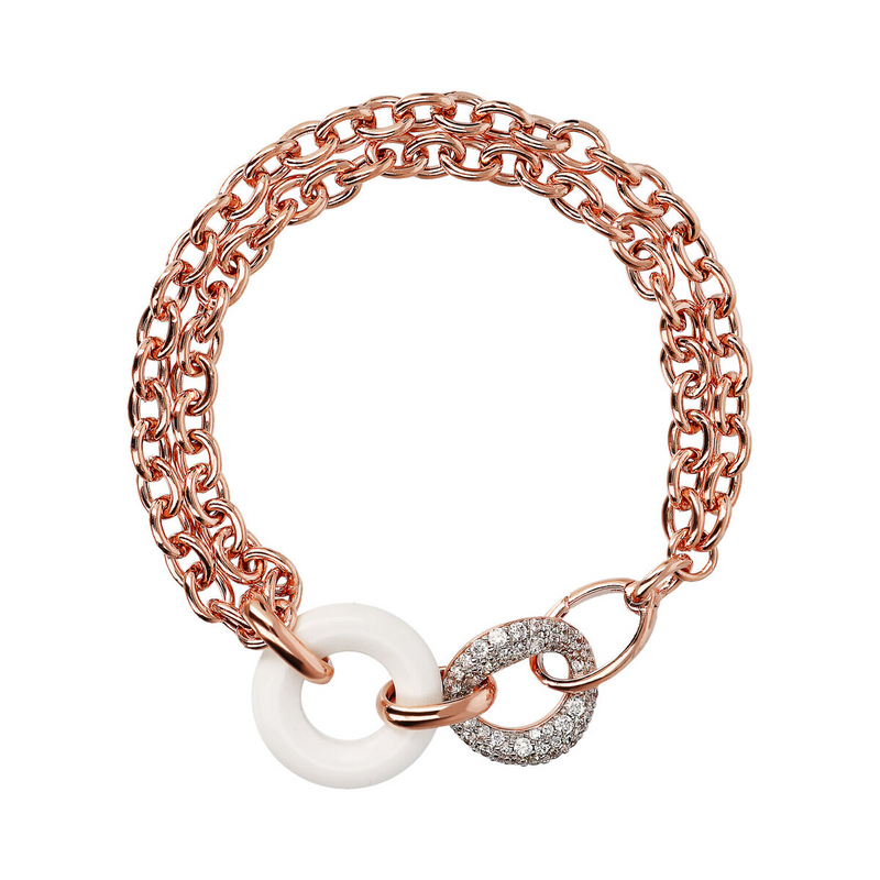 Bracelet Rolo Chain Multirang avec Pierre et Elément Pavé en Cubic Zirconia