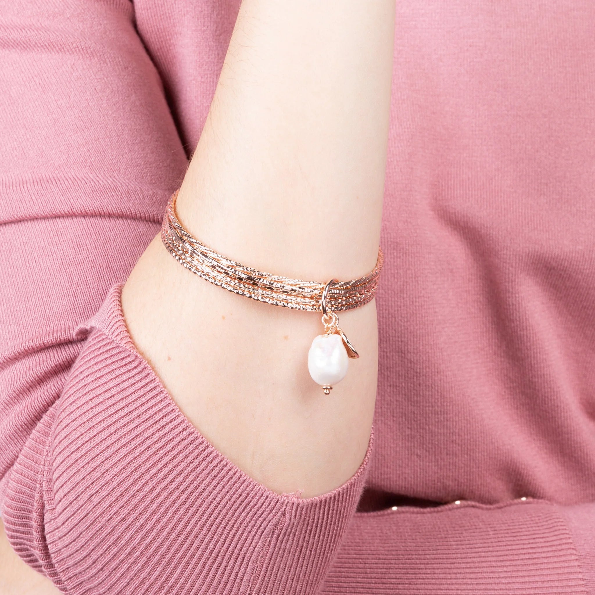 Bracciale Multifilo Rigido con Pietra Naturale Tonda