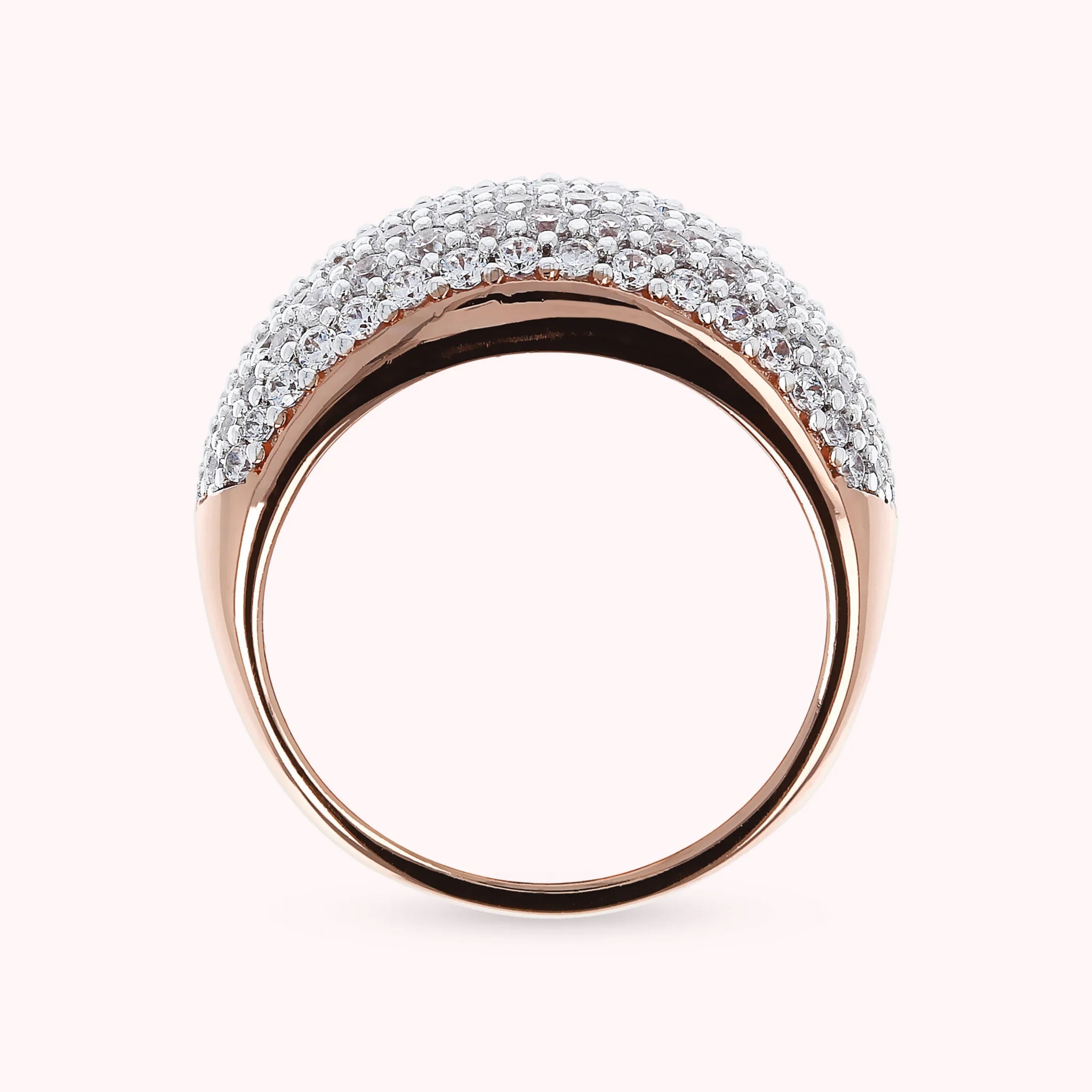 Cubic Zirconia Pavé and Golden Rose Ring