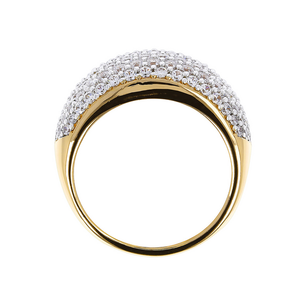 Golden Ring with Pavé in Cubic Zirconia