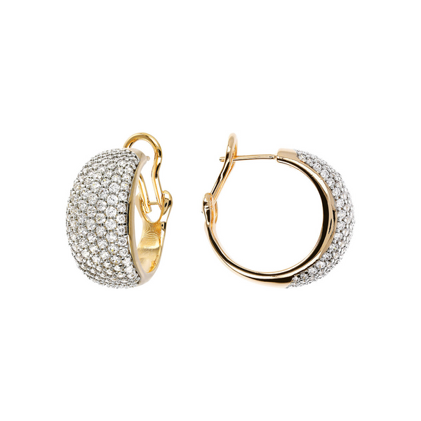 Golden Hoop Earrings with Pavé in Cubic Zirconia