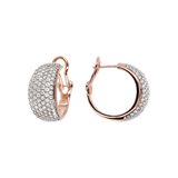 Domed Hoop Earrings with Pavé in Cubic Zirconia
