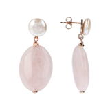 Pendant Earrings with Natural Stones and Freshwater Cultured Pearls Ø 8.5 mm
