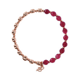 Bracelet Élastique avec Pierres Naturelles et Sphères Rosées Dorées