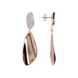 Sinuous Design Pendant Earrings with Pavé in Cubic Zirconia