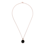 Long Rolo Chain Necklace with Round Natural Stone Pendant