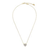 Golden Necklace with Pavé Heart Pendant in Cubic Zirconia