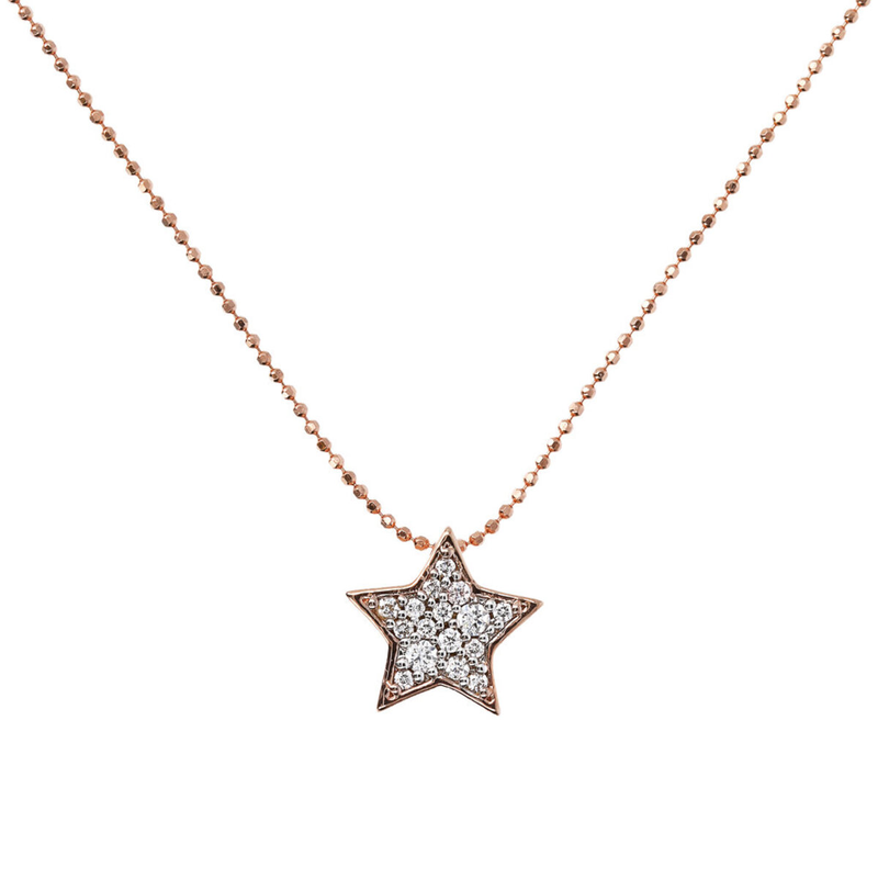 Golden Necklace with Pavé Star Pendant in Cubic Zirconia