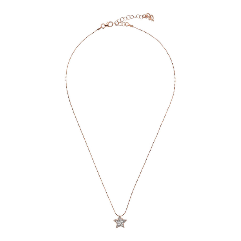 Golden Necklace with Pavé Star Pendant in Cubic Zirconia