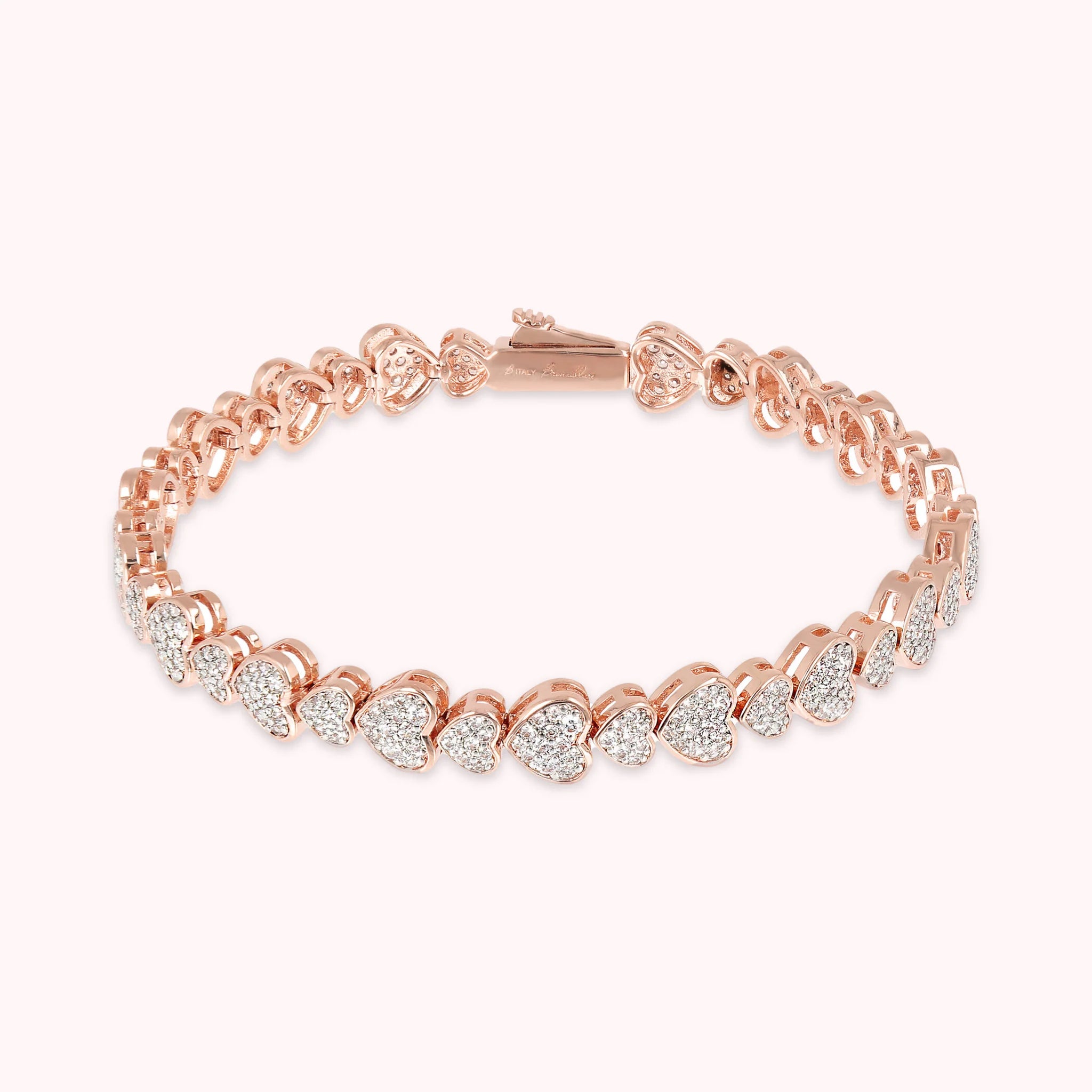 Bracciale Tennis con Cuori Pavé in Cubic Zirconia