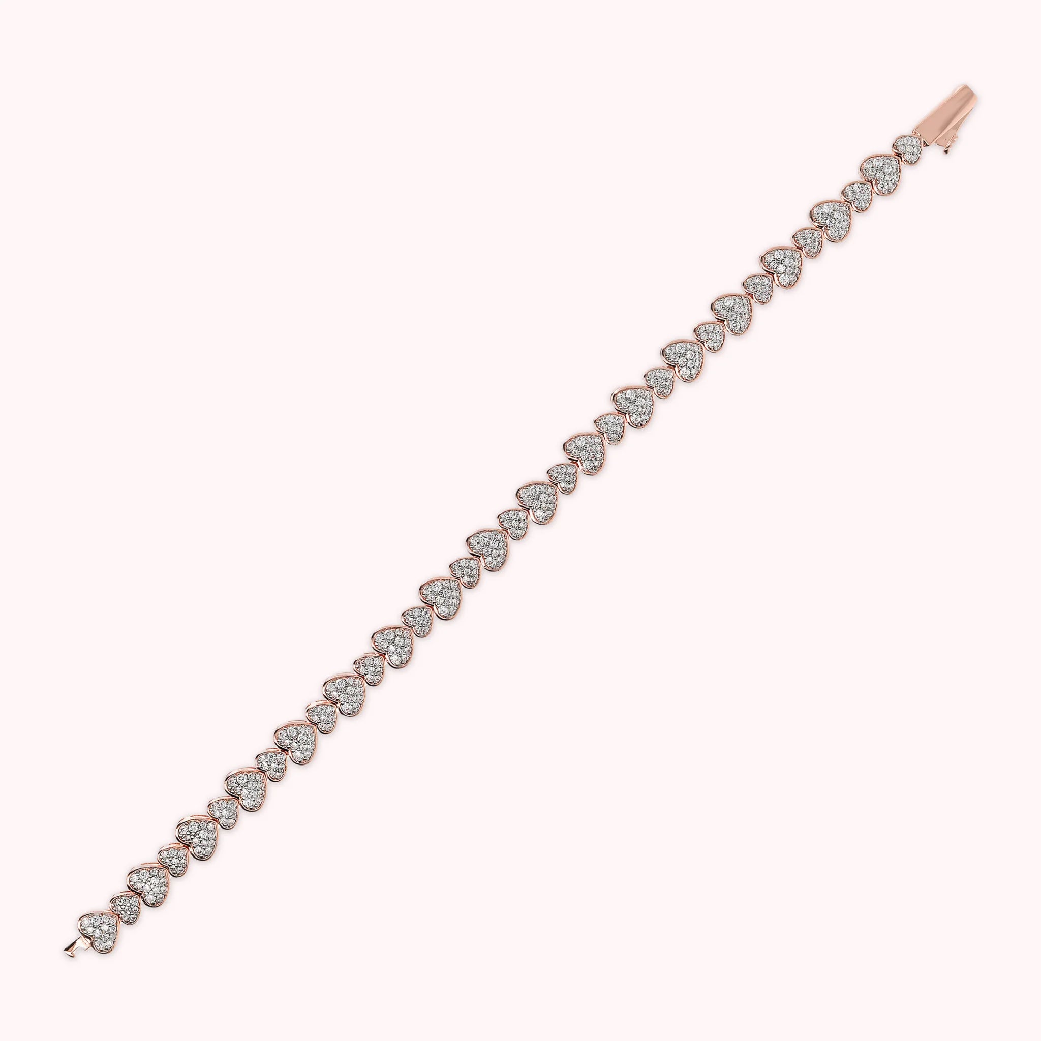 Bracciale Tennis con Cuori Pavé in Cubic Zirconia
