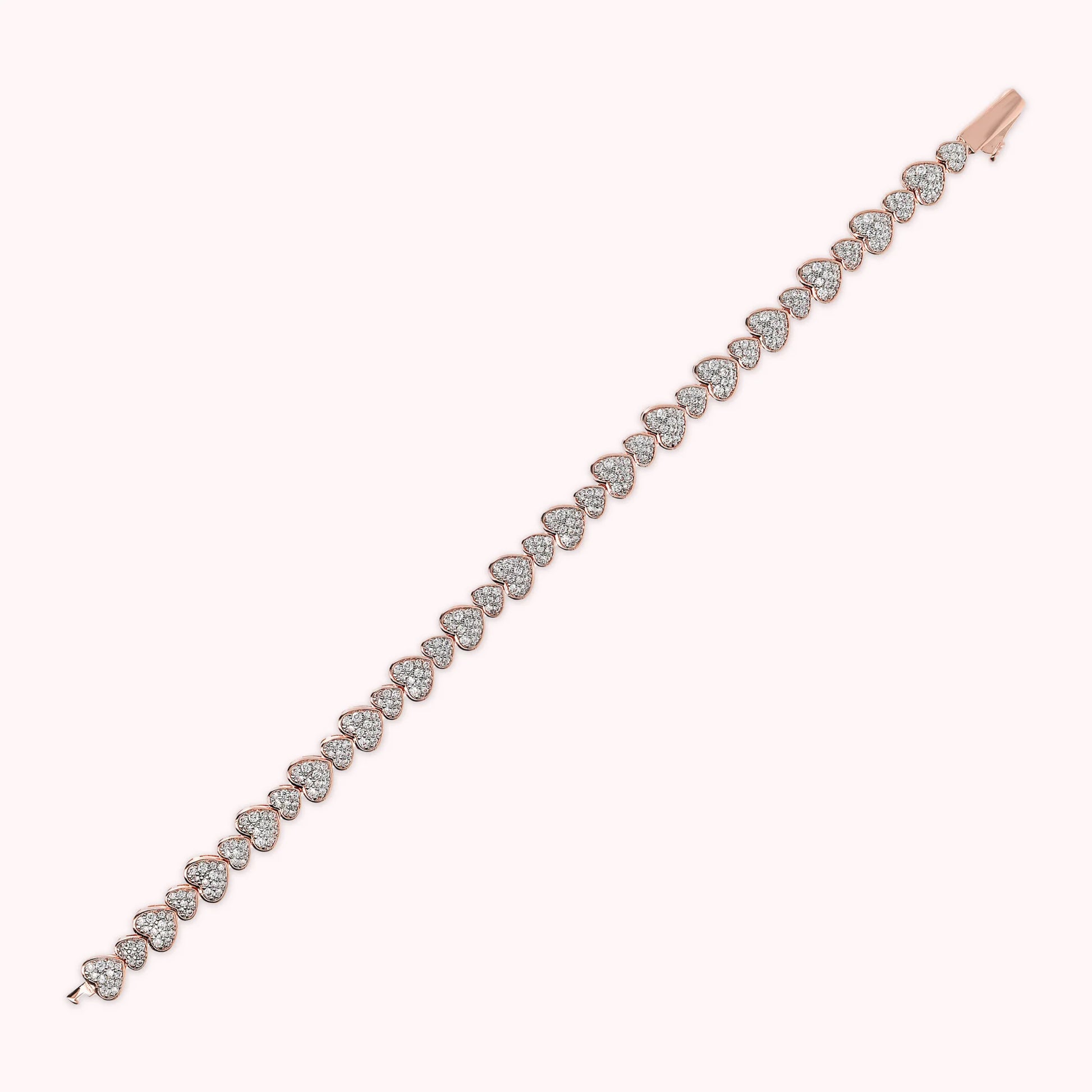 Bracciale Tennis con Cuori Pavé in Cubic Zirconia
