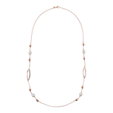 Long collier chaîne Rolo avec détails ovales et perles de culture d'eau douce Ø 12 mm
