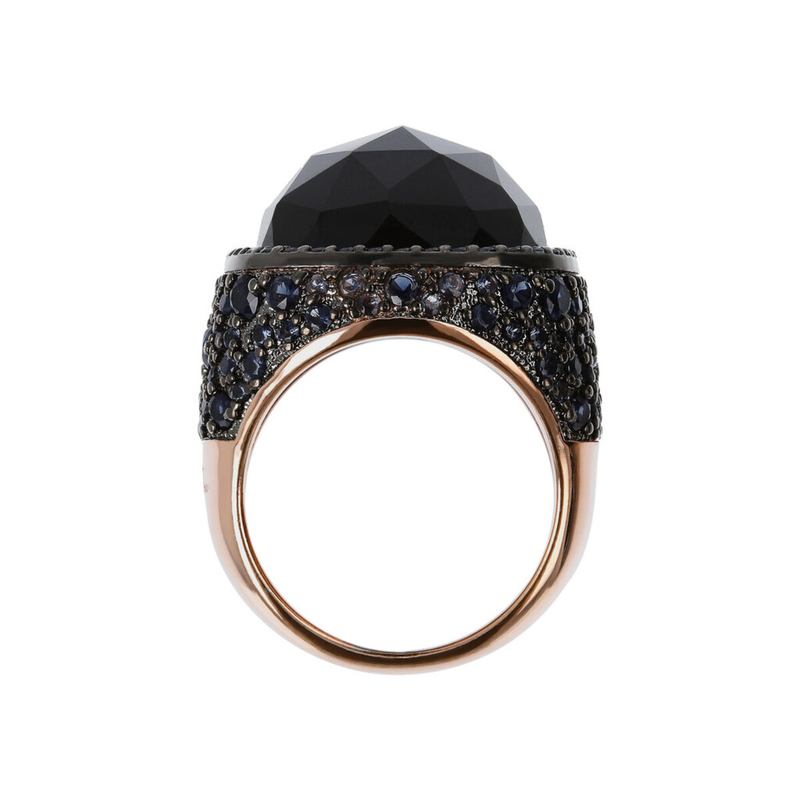 Chevalier-Ring mit schwarzem Onyx und Pavé